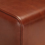 Gym Bok Bench 58 cm Brown Real Leather and Solid Mango Wood - Rear View