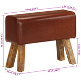 Gym Bok Bench 58 cm Brown Real Leather and Solid Mango Wood - Extra Image