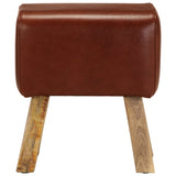 Gym Bok Bench 38 cm Brown Real Leather and Solid Mango Wood - Side View