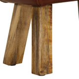 Gym Bok Bench 38 cm Brown Real Leather and Solid Mango Wood - Low Angle