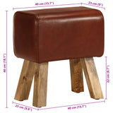 Gym Bok Bench 38 cm Brown Real Leather and Solid Mango Wood - Extra Image