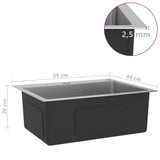 148762  Handmade Kitchen Sink Stainless Steel - Low Angle