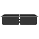 148773  Handmade Kitchen Sink Black Stainless Steel - Top-Down View