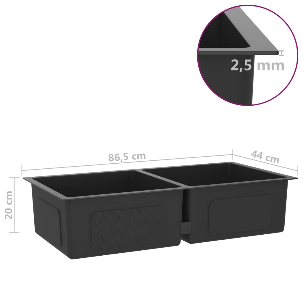 148773 Handmade Kitchen Sink Black Stainless Steel