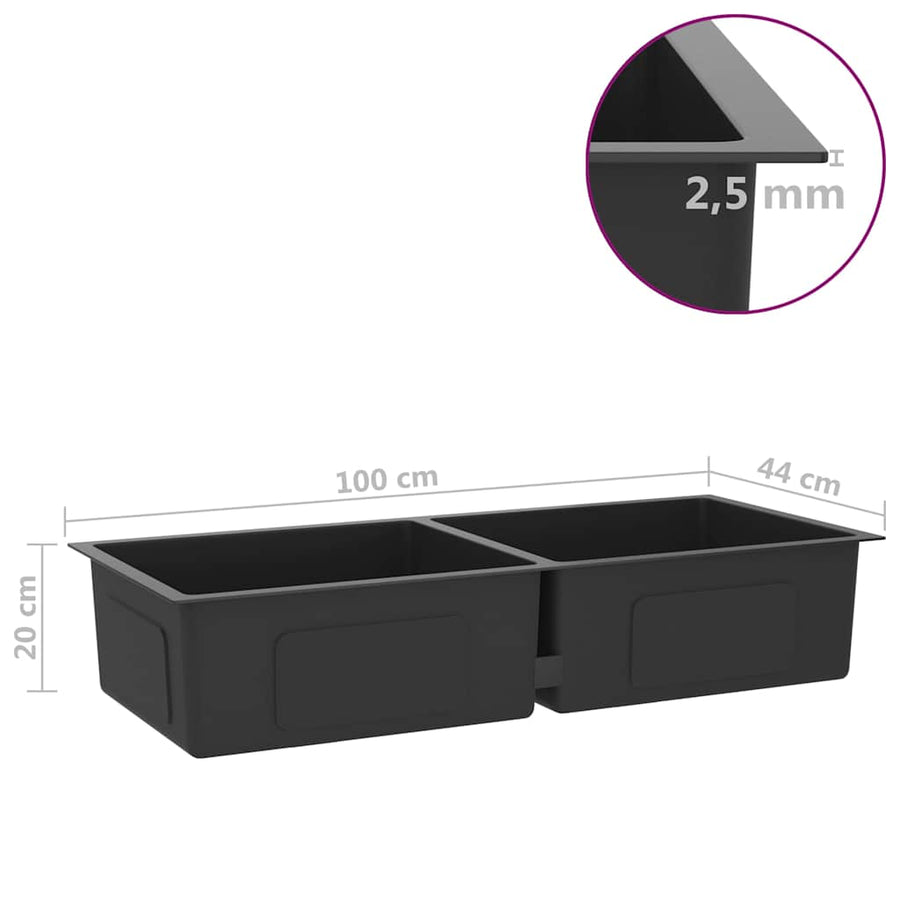 148775 Handmade Kitchen Sink Black Stainless Steel