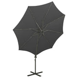 Cantilever Garden Parasol with Pole and LED Lights Anthracite 300 cm - Top-Down View
