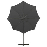 Cantilever Garden Parasol with Pole and LED Lights Anthracite 300 cm - Rear View