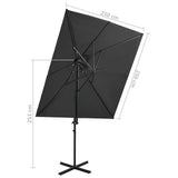 Cantilever Garden Parasol with Double Top Anthracite 250x250 cm - Low Angle