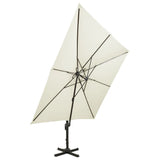 Cantilever Garden Parasol with Double Top 300x300 cm Sand - Front View