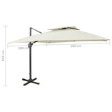 Cantilever Garden Parasol with Double Top 300x300 cm Sand - Extra Image