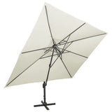 Cantilever Garden Parasol with Double Top Sand 400x300 cm - Front View