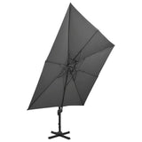 Cantilever Garden Parasol with Double Top 300x300 cm Anthracite - Side View