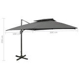 Cantilever Garden Parasol with Double Top 300x300 cm Anthracite - Extra Image