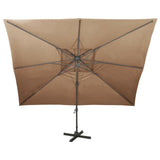 Cantilever Garden Parasol with Double Top Taupe 400x300 cm - Side View