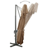 Cantilever Garden Parasol with Double Top Taupe 400x300 cm - 45-Degree Angle