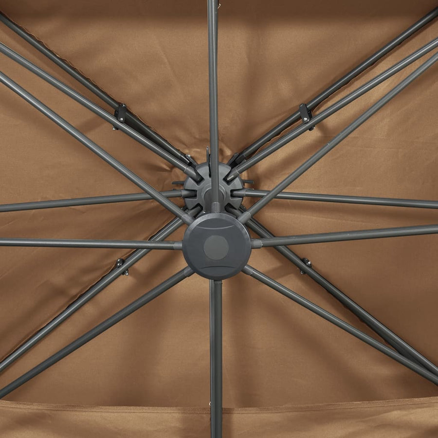 Cantilever Garden Parasol with Double Top Taupe 400x300 cm