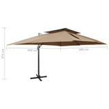 Cantilever Garden Parasol with Double Top Taupe 400x300 cm - Extra Image