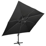 Cantilever Garden Parasol with Double Top Black 400x300 cm - Front View