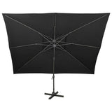 Cantilever Garden Parasol with Double Top Black 400x300 cm - Side View