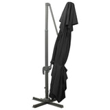 Cantilever Garden Parasol with Double Top Black 400x300 cm - Top-Down View
