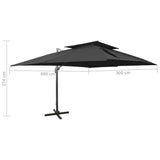 Cantilever Garden Parasol with Double Top Black 400x300 cm - Extra Image
