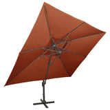 Cantilever Garden Parasol with Double Top Terracotta 400x300 cm - Front View