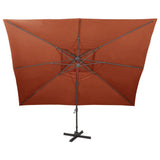 Cantilever Garden Parasol with Double Top Terracotta 400x300 cm - Side View