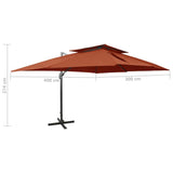 Cantilever Garden Parasol with Double Top Terracotta 400x300 cm - Extra Image