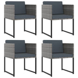 9 Piece Garden Dining Set with Cushions Poly Rattan Grey - Front View
