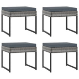 9 Piece Garden Dining Set with Cushions Poly Rattan Grey - Rear View