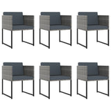 11 Piece Garden Dining Set with Cushions Poly Rattan Grey - Front View