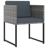 11 Piece Garden Dining Set with Cushions Poly Rattan Grey - Side View