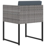 11 Piece Garden Dining Set with Cushions Poly Rattan Grey - 45-Degree Angle