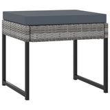 11 Piece Garden Dining Set with Cushions Poly Rattan Grey - Close-Up Angle