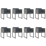 13 Piece Garden Dining Set with Cushions Poly Rattan Grey - Front View