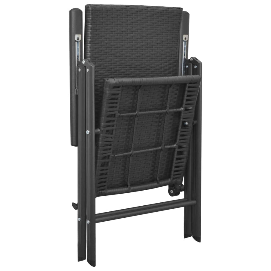 Folding Chairs 4 pcs Poly Rattan Black