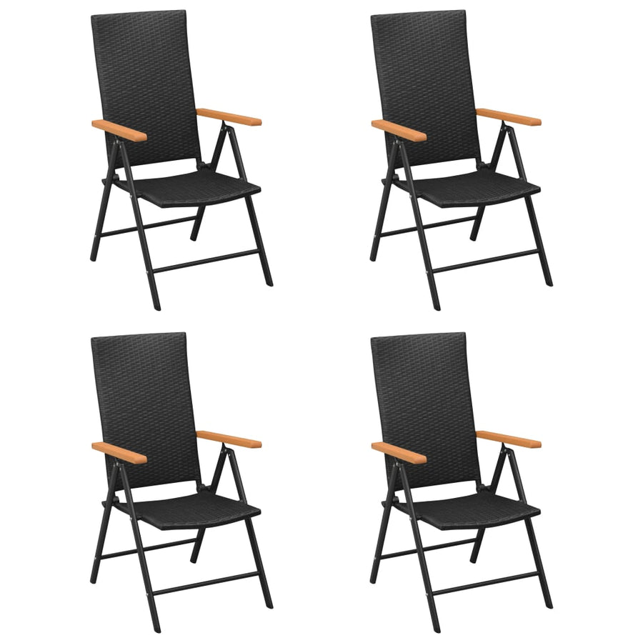 Folding Chairs 4 pcs Poly Rattan Black