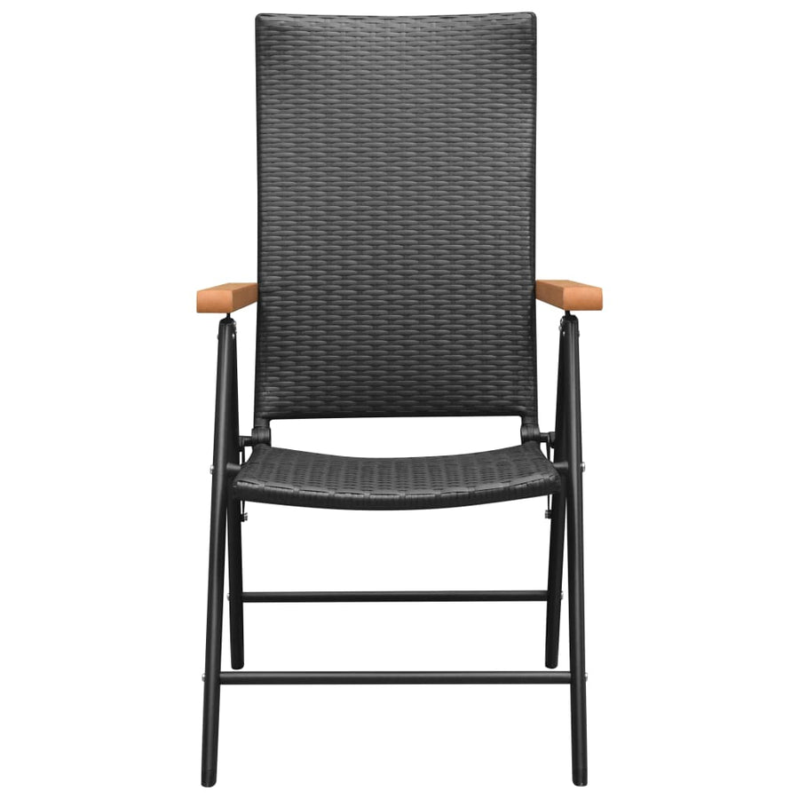 Folding Chairs 4 pcs Poly Rattan Black