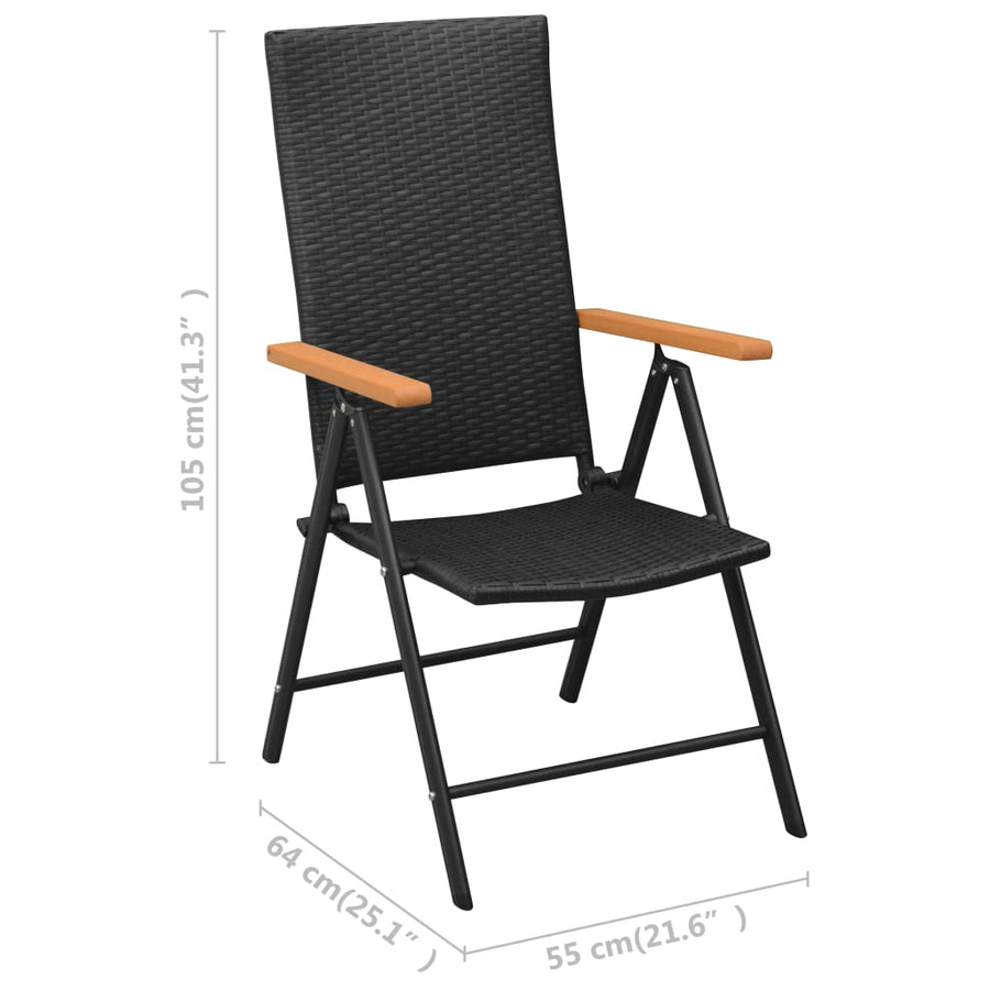 Folding Chairs 4 pcs Poly Rattan Black