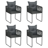 Outdoor Chairs 4 pcs with Pillows Poly Rattan Black