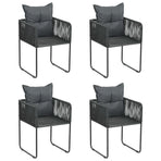 Outdoor Chairs 4 pcs with Pillows Poly Rattan Black
