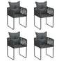 Outdoor Chairs 4 pcs with Pillows Poly Rattan Black