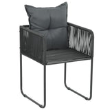 Outdoor Chairs 6 pcs with Pillows Poly Rattan Black - Front View