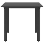 Garden Dining Table Black 80x80x74 cm Steel and Glass