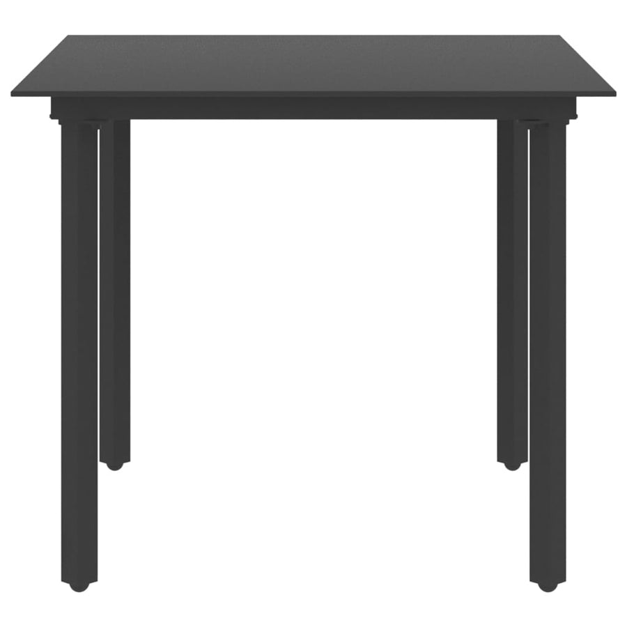 Garden Dining Table Black 80x80x74 cm Steel and Glass