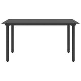 Garden Dining Table Black 150x80x74 cm Steel and Glass