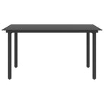 Garden Dining Table Black 150x80x74 cm Steel and Glass