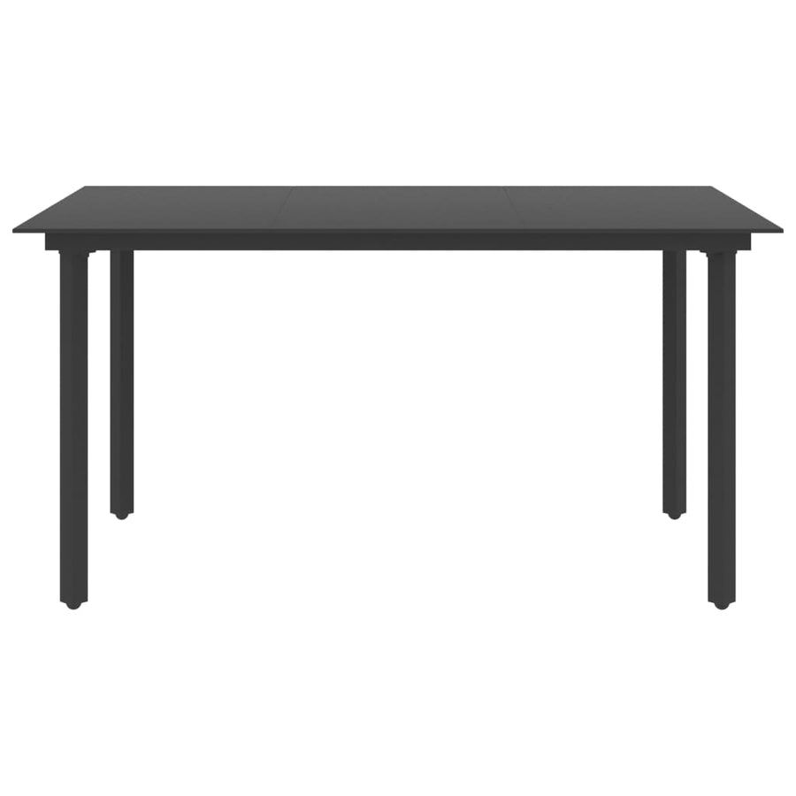 Garden Dining Table Black 150x80x74 cm Steel and Glass