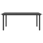 Garden Dining Table Black 190x90x74 cm Steel and Glass