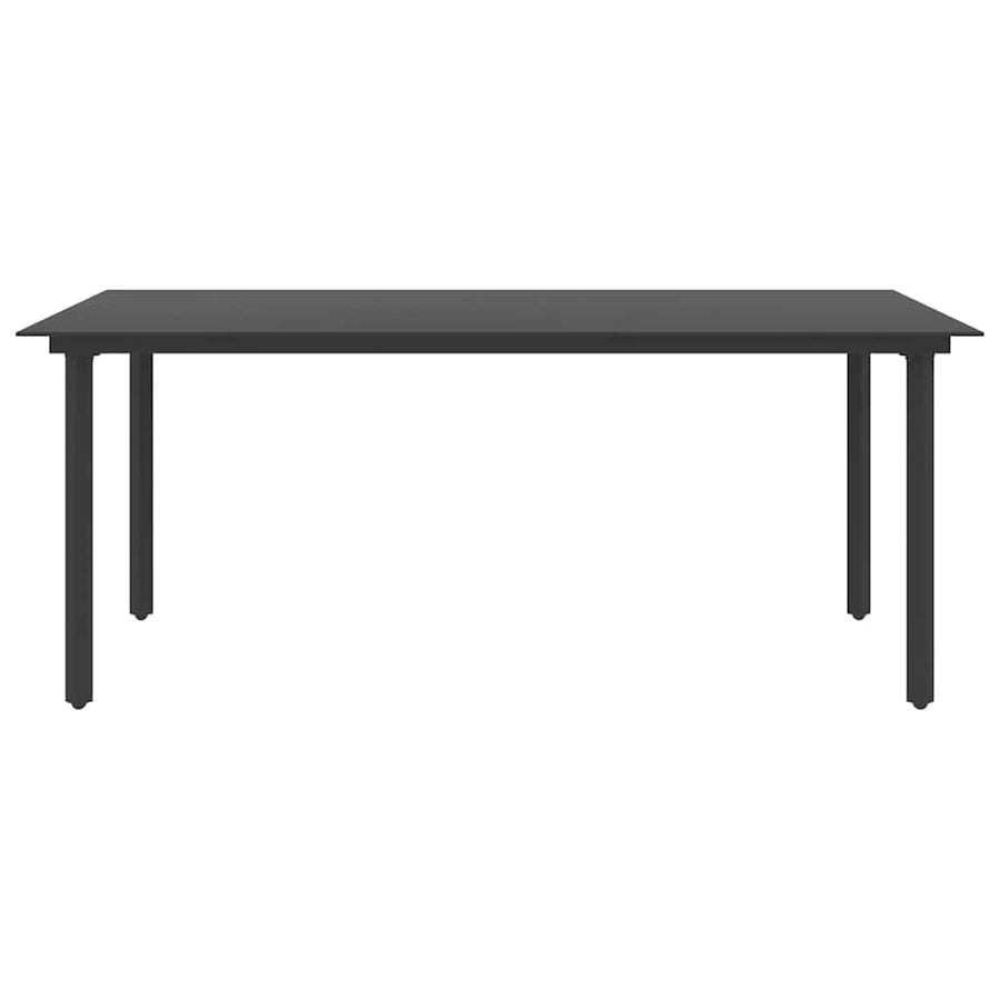 Garden Dining Table Black 190x90x74 cm Steel and Glass